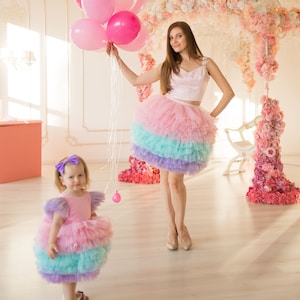 Unicorn Dresses Mommy and Me Dresses for Photoshoot Rainbow