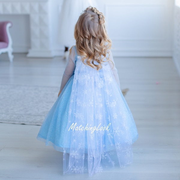 Frozen Elsa Costume Toddler, Princess Girl Tutu Dress, Fairytale Dress, Halloween Unique Costume Girl, Tulle Girl Dress, Photoshoot Gown