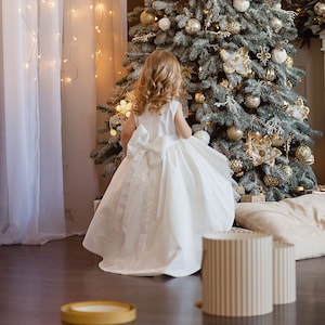 Toddler Baptism Dress, High Low Toddler Dress, White Baptism Gown, Christening Dress, Elegant Dress For Photoshoot, Girl Wedding Dress