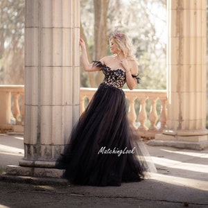 Black Wedding Dress, Prom Tulle Dress, Graduation Dress, Gothic Wedding Dress, Dark Tulle Wedding Dress, Formal Ball Gown, Womens Clothing