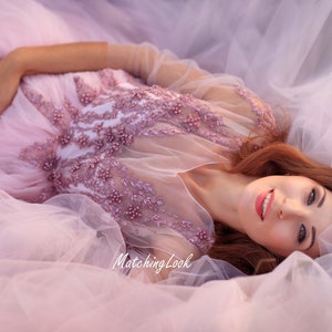 Maternity Dress For Photo Shoot Boho, Pink Maternity Wedding Dress, Tulle Maternity Dress For Baby Shower Dress, Formal Gown With Train