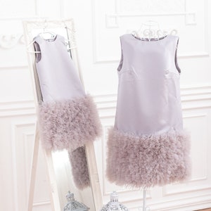Mommy And Me Party Dresses, Matching Tulle Dress, Toddler Girl Dress, Matching Tutu Dress, Pearl Gray Dress, Cute Girl Dress,Loose Fit Dress