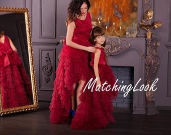 burgundy mommy and me dress Burgundy Mother Daughter Matching Dress, Dresses for First Birthday, Mommy and Me Outfits, Photo Shoot, Photo Session Maxi Dress