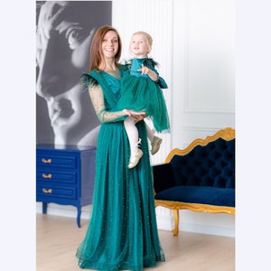 Emerald Green Matching Dress, Mother And Daughter Matching Dress, Mommy And Me Maxi Matching Dress, Matching Photoshoot Dress,Matching Dress