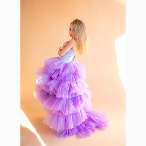 Girl Pageant Dress, Photography Dress, Lavender Tulle Dress, Flower Girl Dress, Toddler High Low Dress, Ruffle Party Dress, Princess Dress