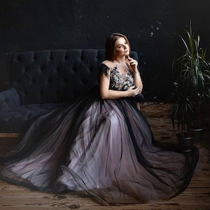 Black Gothic Wedding Dress, Alternative Dark Wedding Dress, Halloween Adult Costume, Halloween Dress, Gothic Bride Dress,Blush Wedding Dress