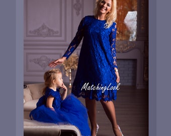 Royal Blue Mommy And Me Dress, Like Mother Like Daughter Dress, Matching Dress, Wedding Guest Outfit, Formal Dress, Photoshoot Dress