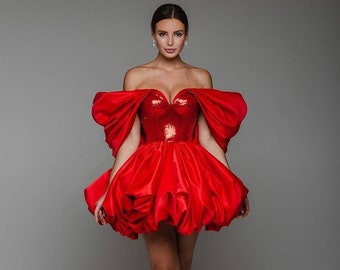 Short Red Corset Dress, Christmas Party Dress, Vegas Dress, Formal