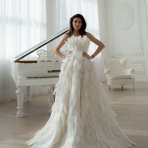 Feather wedding dress online