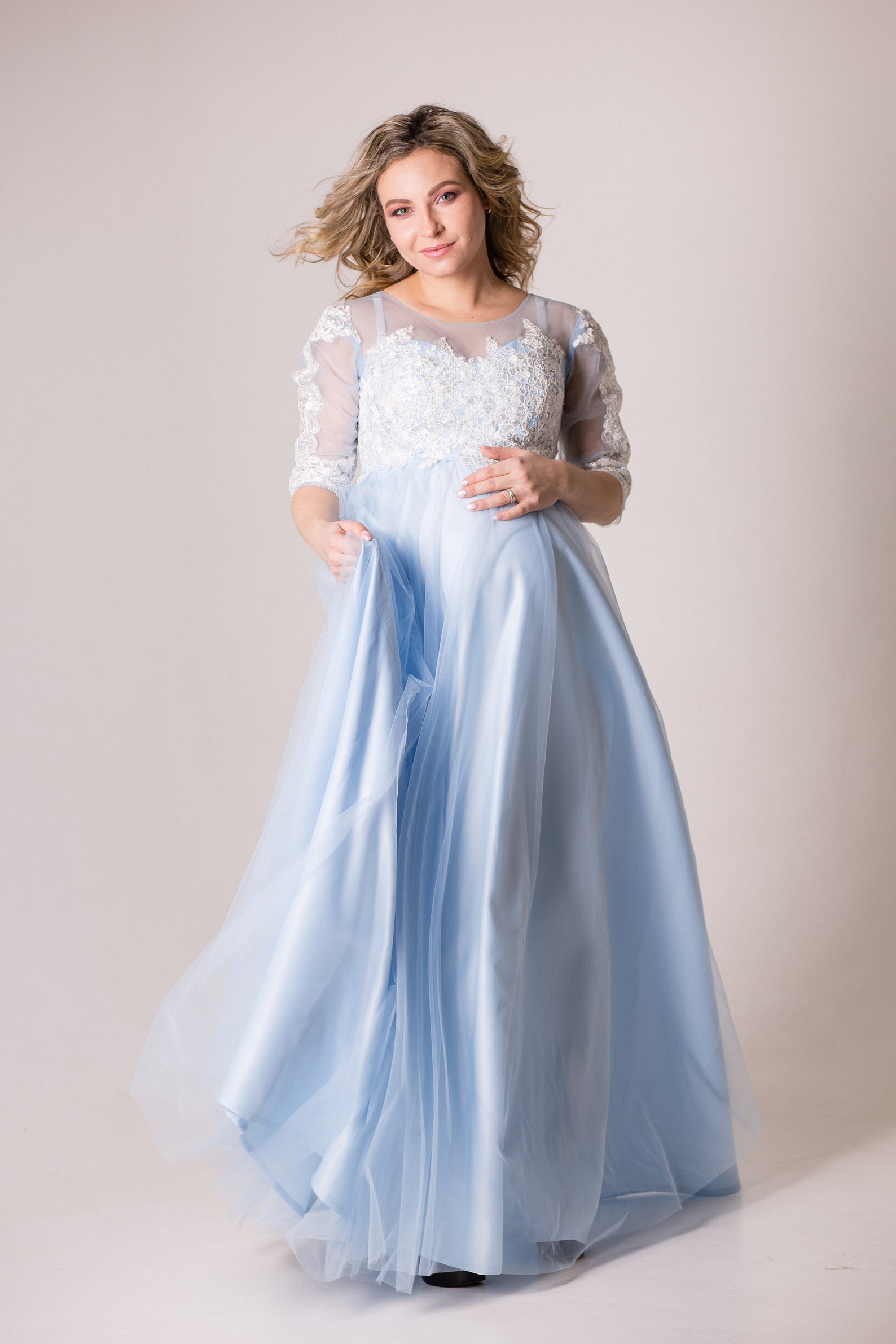 Baby Blue Baby Shower Dress Maternity Dress for Photo Shoot Etsy