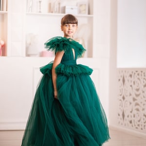 Emerald Green Flower Girl Dress, Toddler Photography Dress, Hunter ...