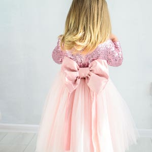 Mommy and Me Sequin Dresses, Pink Tulle Mother Daughter Outfit image 6