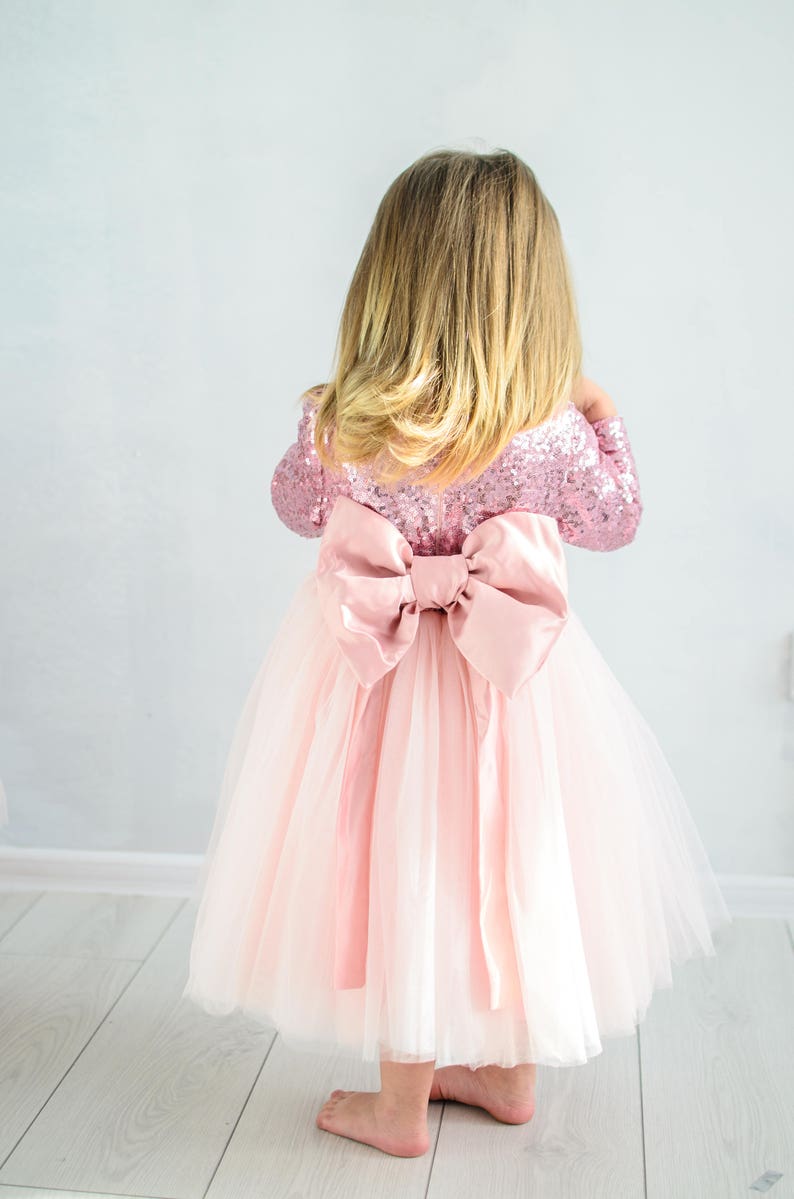 Mommy and Me Sequin Dresses, Pink Tulle Mother Daughter Outfit image 6