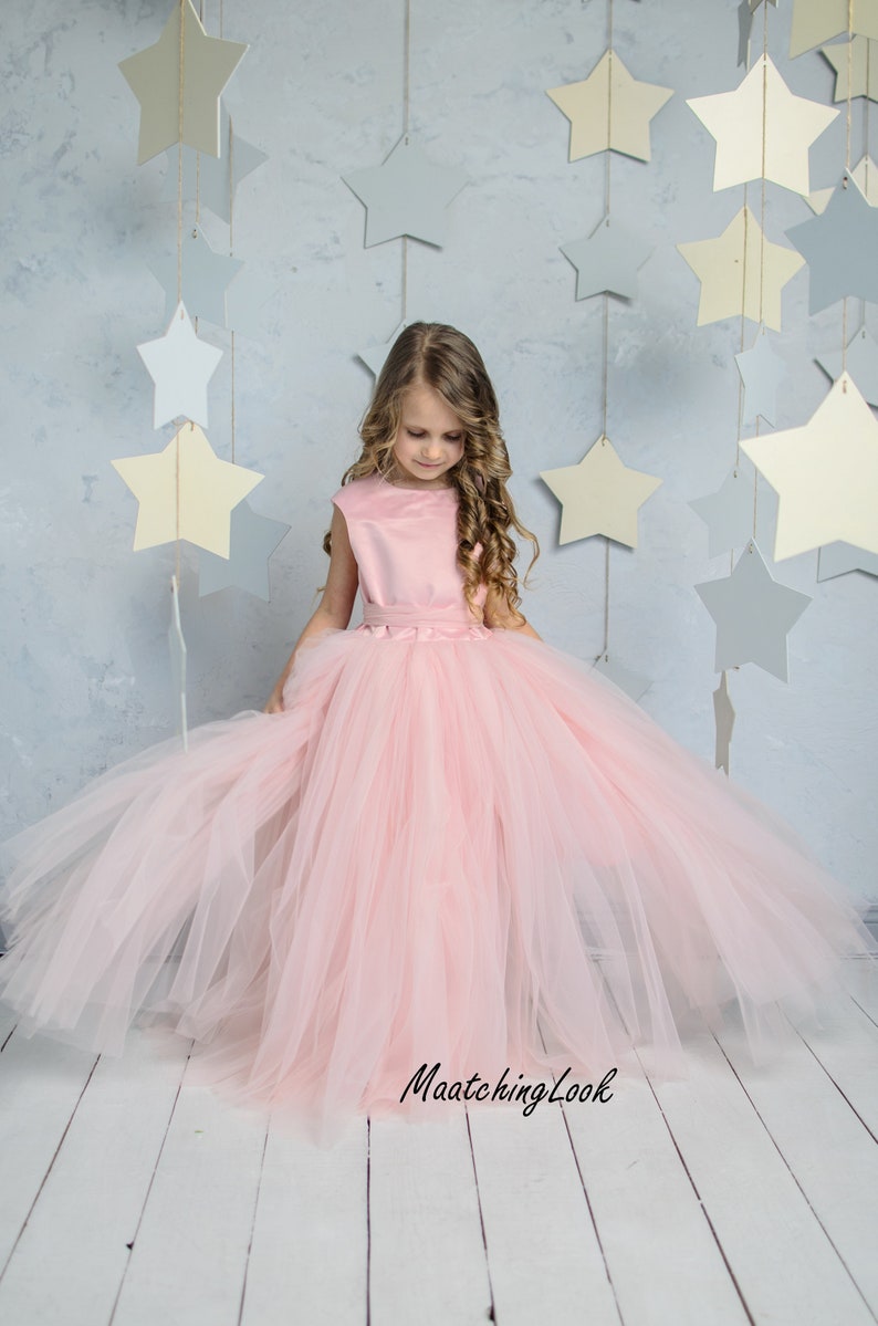 Blush Flower Girl Dress Blush Tutu Dress Heart Back Girl Etsy