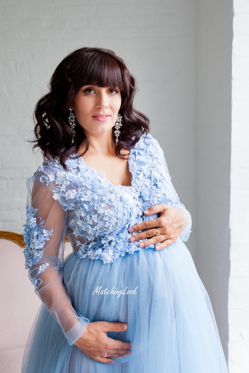 Maternity Dress for Photo Shoot Blue Maternity Gown Etsy