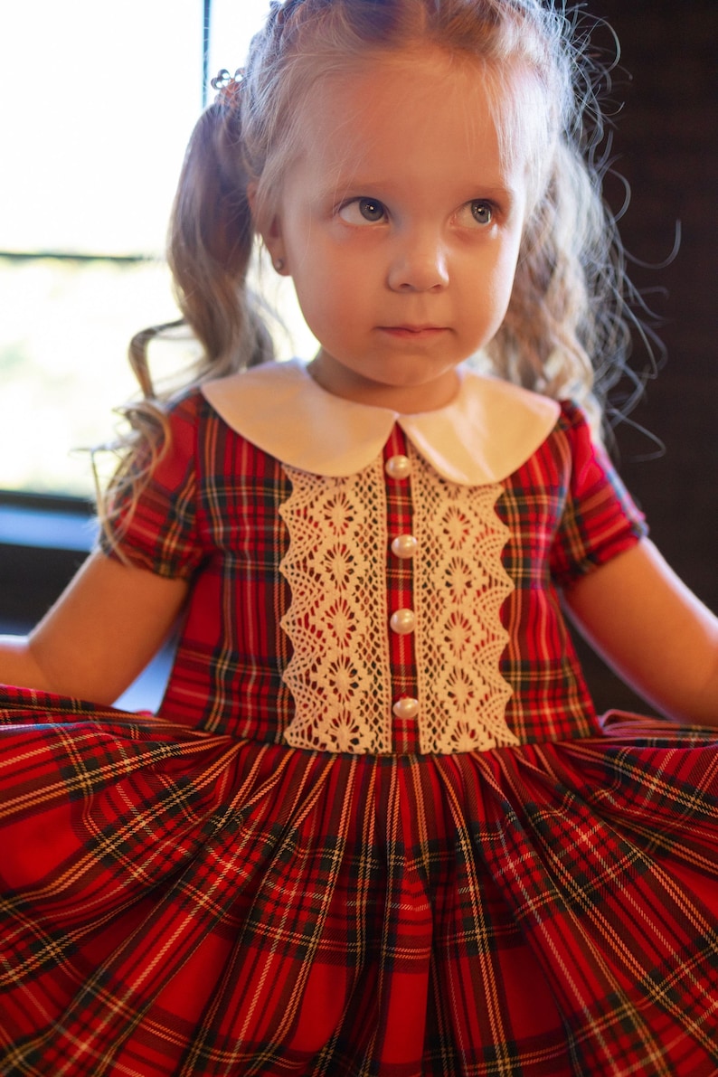 Red Tartan Party Dress Plaid Ruffle Dress Girl Christmas - Etsy
