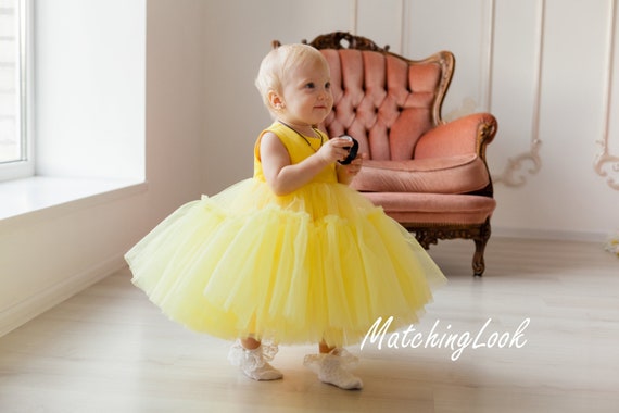 Baby Girl Yellow Dress 1st Birthday 
