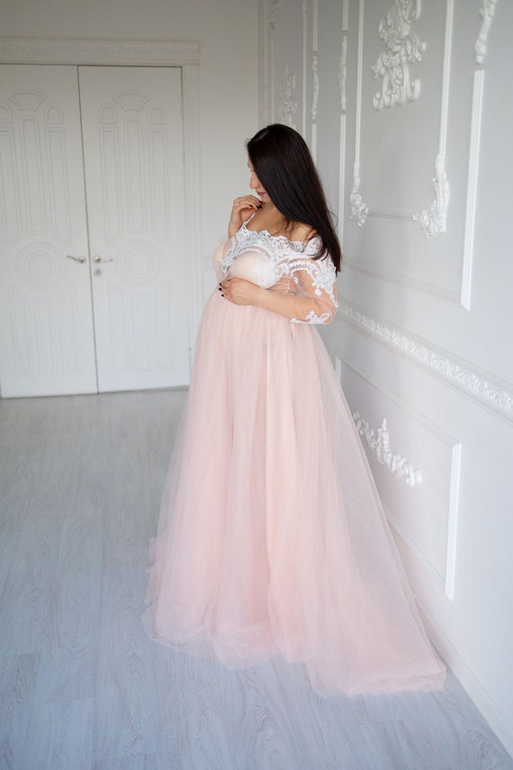 pink tulle maternity dress J & L Designs | Tulle Maternity Dress