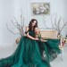Emerald Green Wedding Dress, Mommy And Me Dresses, Photoshoot Maternity Gown, Emerald Green Tulle Gowns, Mother And Daughter Matching Outfit 