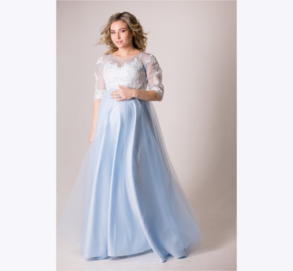 Shop Maternity Dress For Photo Shoot, Light Blue Baby Shower Dress, Maternity Wedding Dress, Pregnancy Dress, Baby Bump Dress, Photo Props -