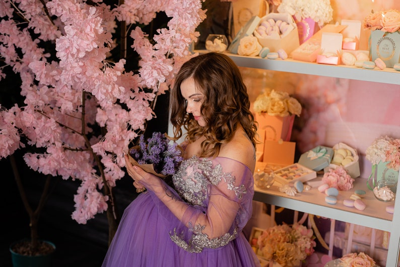 Lavender Maternity Gown Pregnancy Dress Maternity Photoshoot Etsy