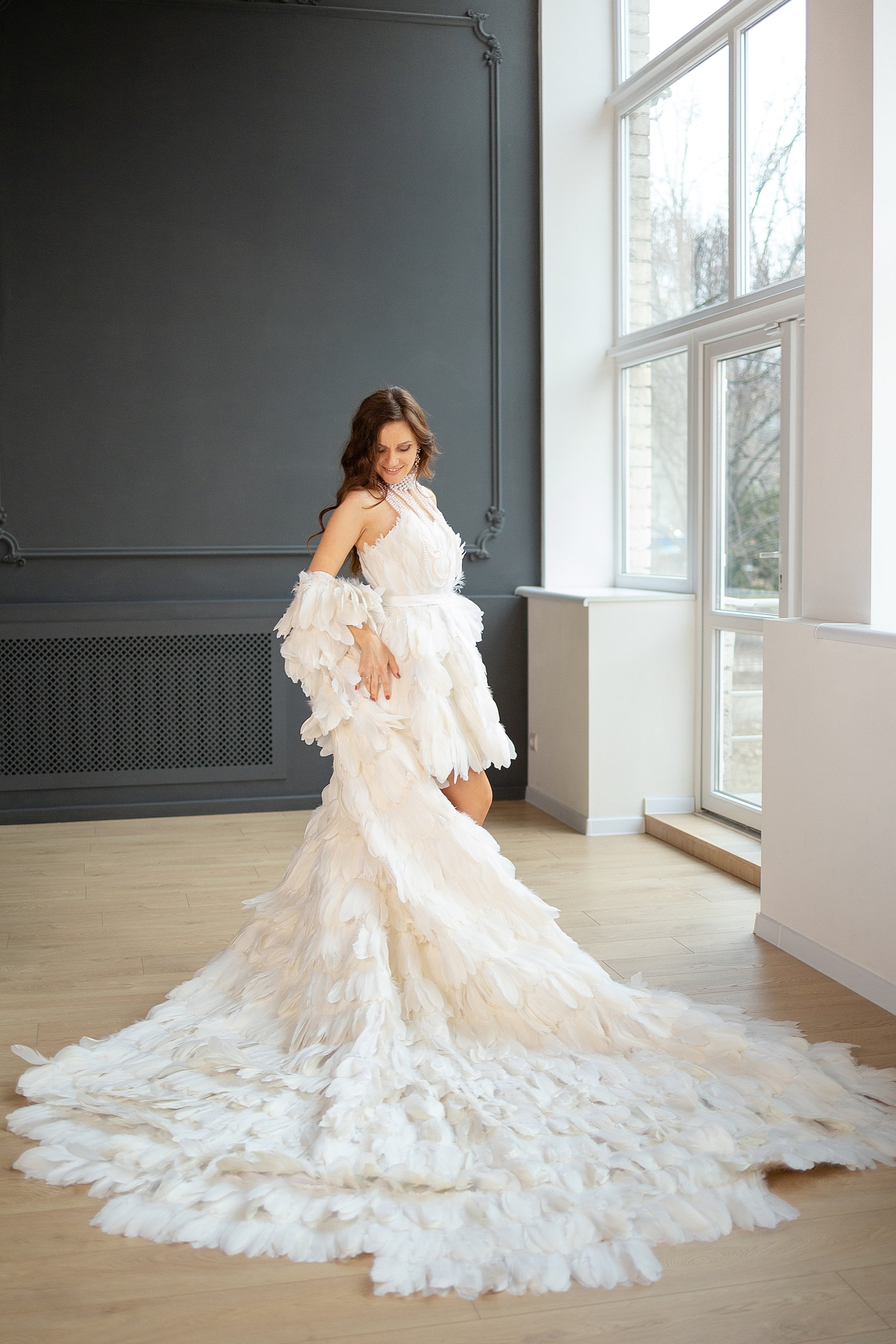 White Feather Cape White Swan Dress Fluffy Bridal Robe - Etsy