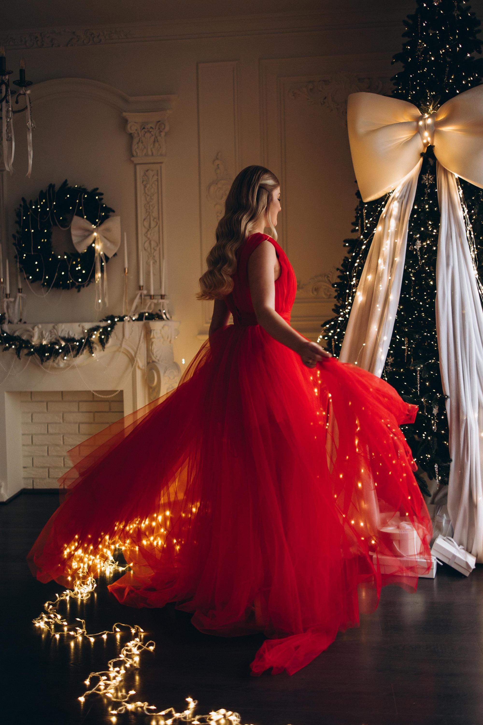 マタニティフォト撮影ドレス – エメラルドグリーンのチュール素材の