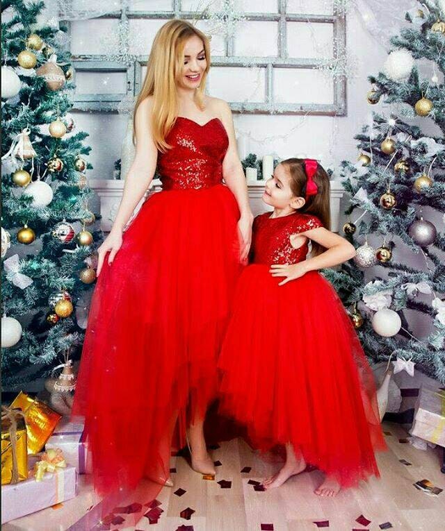 Mum and daughter 2025 matching christmas dresses uk