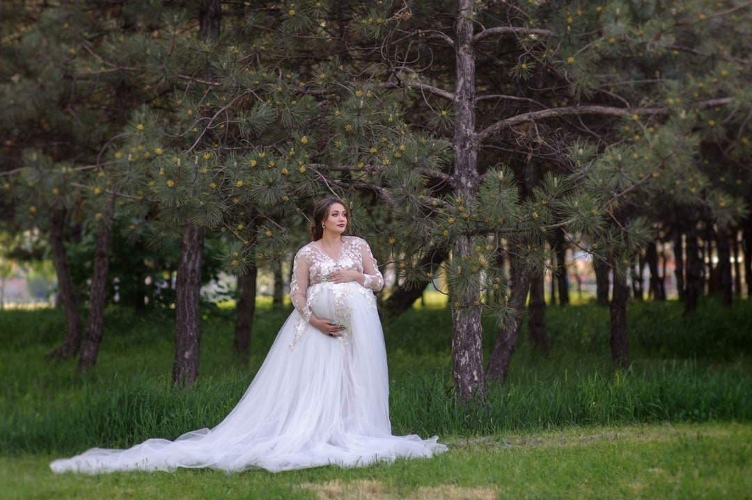 Maternity Wedding Dress Bride, Maternity Photoshoot Dress Boho, Tulle