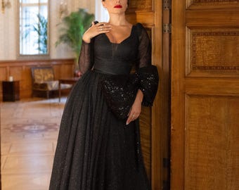 Formal Black Mother Of The Bride Dresses With Sleeves - Cocktail Evening Dresses For Women or Wedding Guest - Mother Of The Groom Dress