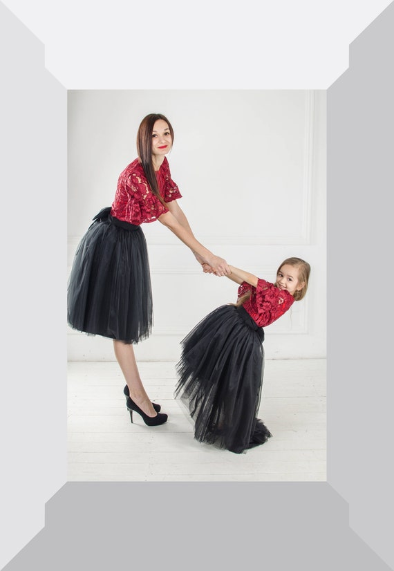 Mommy and me burgundy dresses top