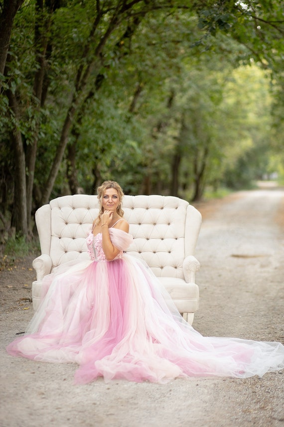 Lace Appliqued Candy Pink Ballgown Engagement Gown - Xdressy