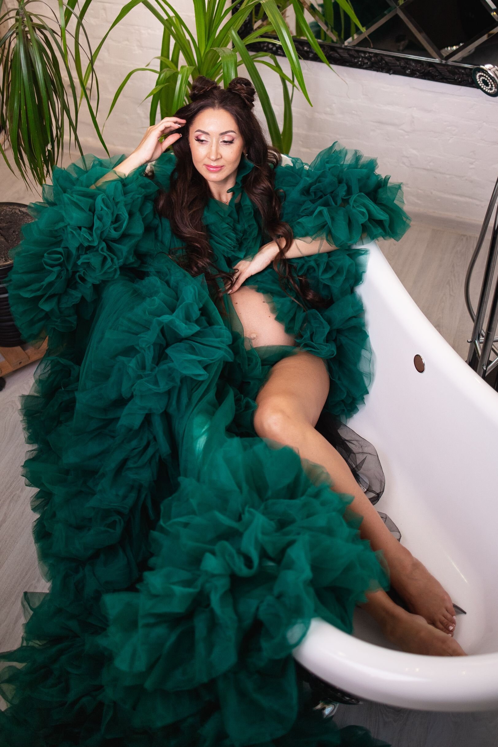 emerald green maternity gown