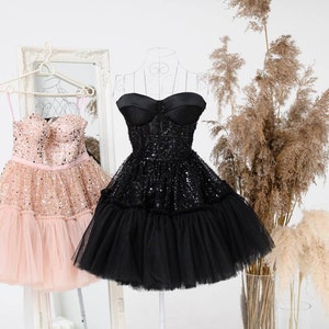 Formal Short Dress With Sequins, Bachelorette Party Wear, Corset Mini Dress For Women, Sparkly Prom Dress, Formal Cocktail Dress,Photography
