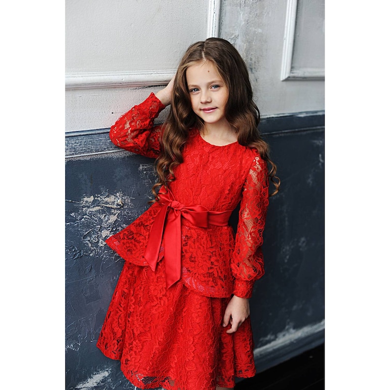 Red Lace Mother Daughter Matching Dress Mommy and Me Formal Etsy