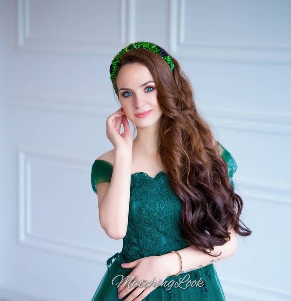 green dress hairstyles FITTED BEADED SATIN SHEER CORSET GOWN BY LADIVINE CD820 – Bridal Hive