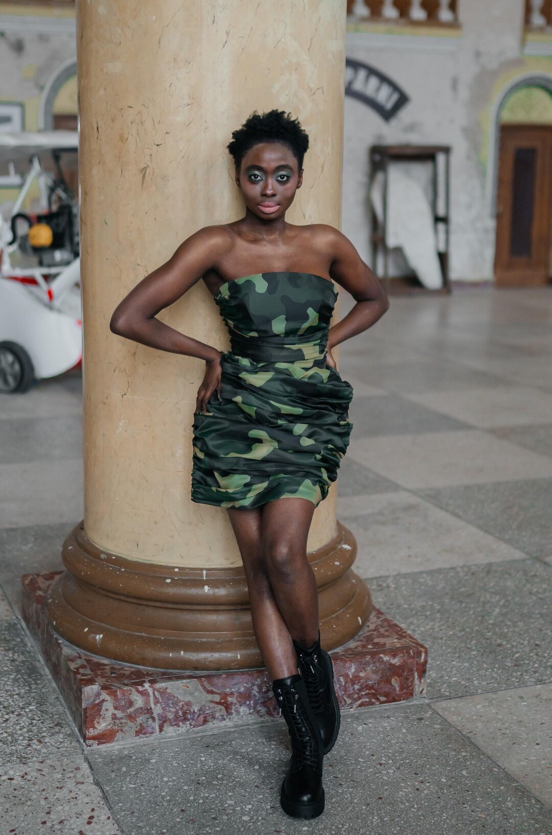 casual camouflage dress AKIRA Now You See Me Camo Print Maxi Dress