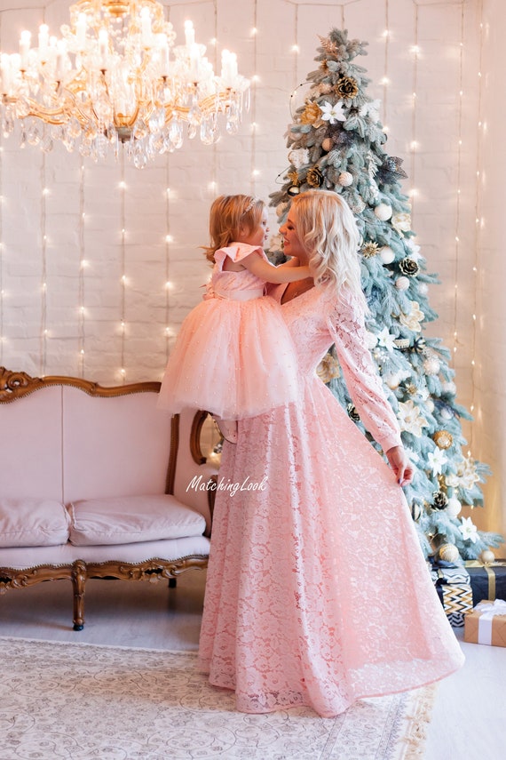 Purple Net Mother Daughter Matching Dress