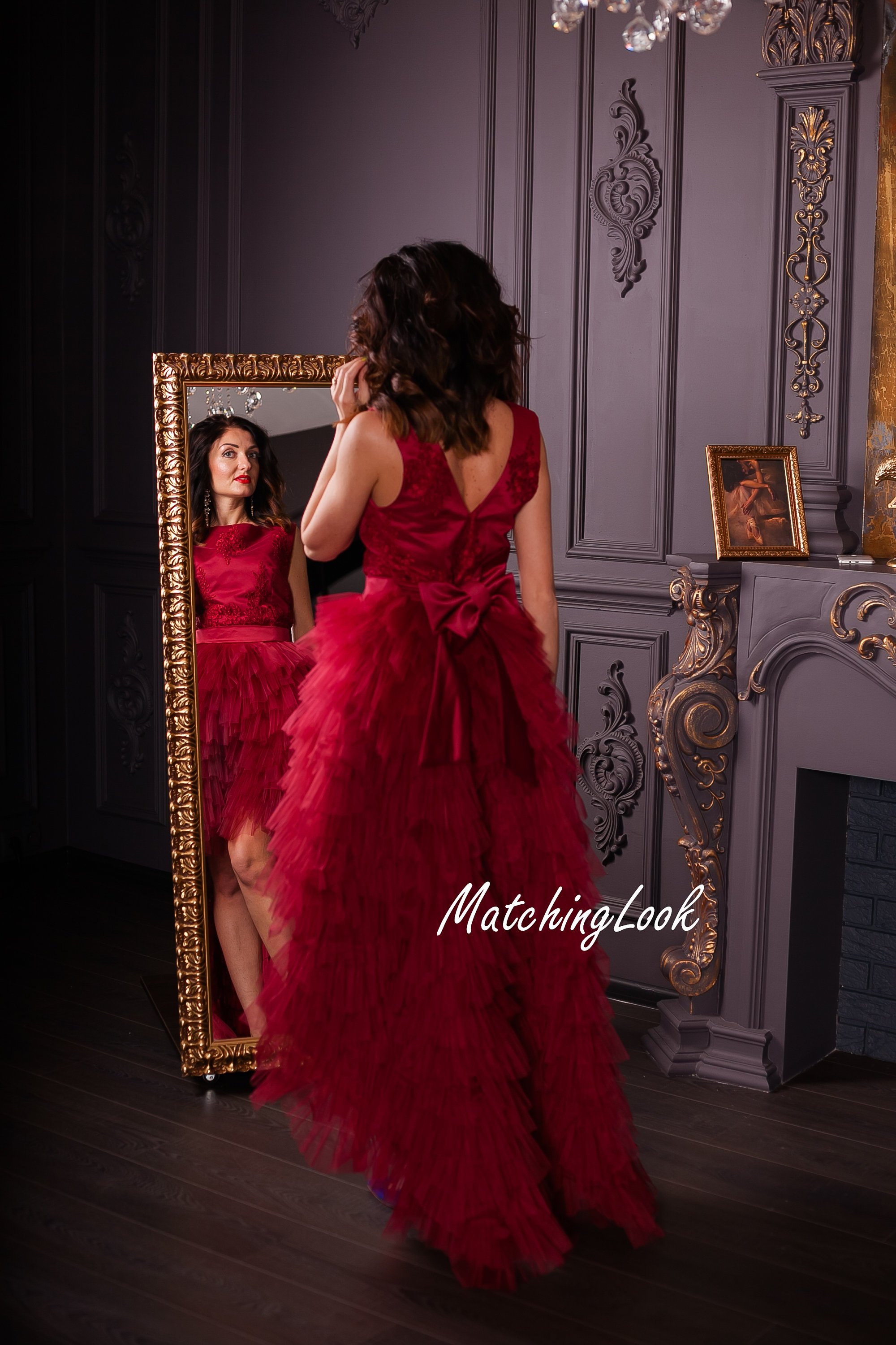 burgundy mommy and me dress Burgundy Mommy and Me Dresses for Photoshoot, Wedding Guest Dresses,  Matching Family Clothing, Mother Daughter Formal Dress, High Low Dress