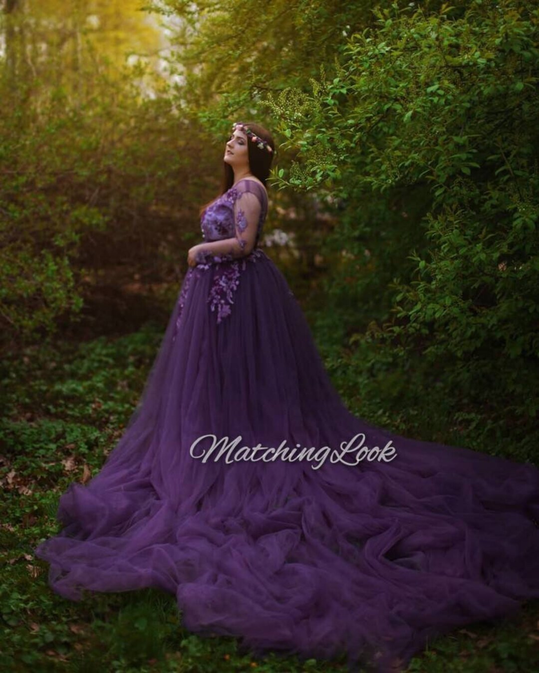 Purple maternity maxi dress online
