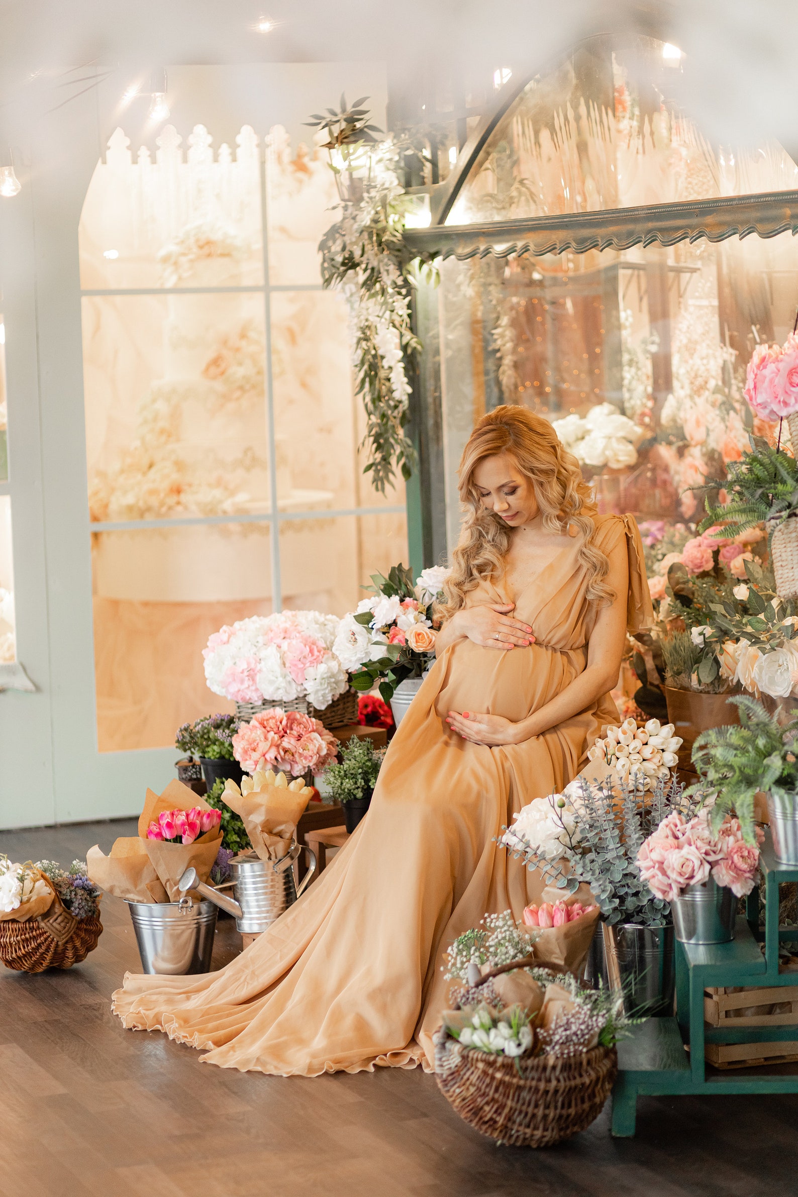 Beige Baby Shower Maternity Dress Empire Waist Boho Dress Etsy