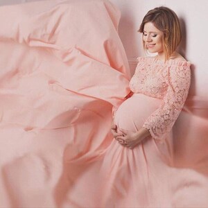 Maternity Gown Dress For Photo Shoot, Pregnancy Dress For Baby Shower Pink, Gender Reveal Dress, Lace Maternity Wedding Dress, Photo Gown