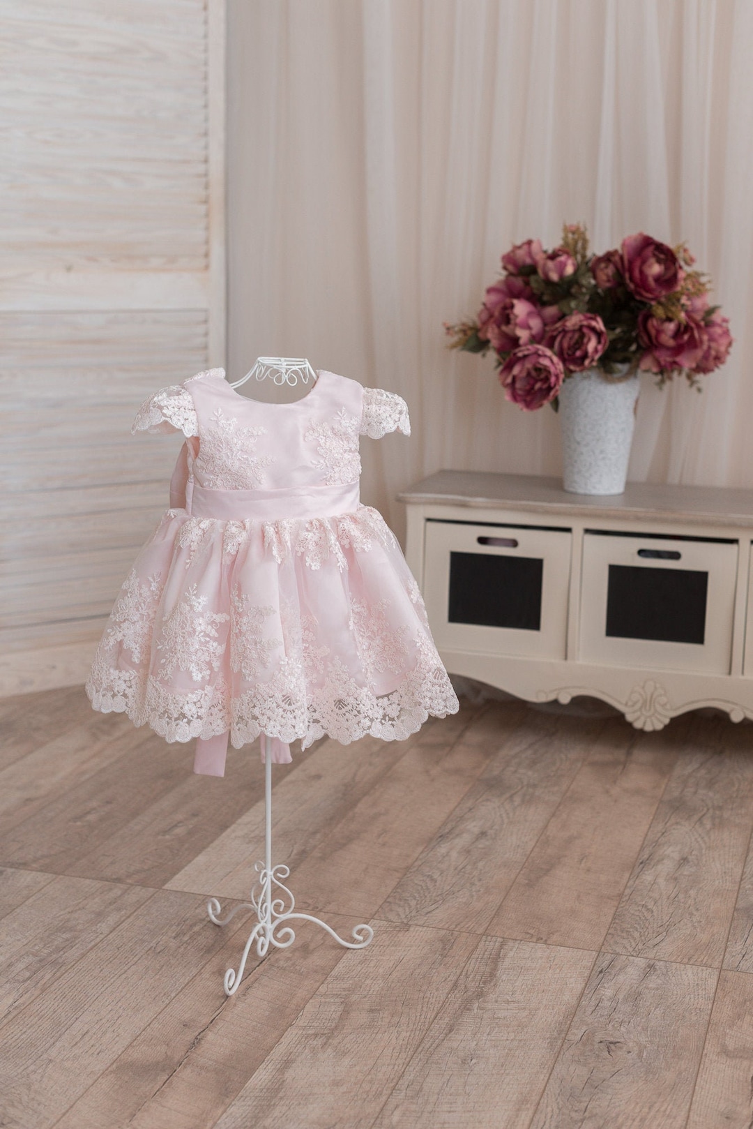 Christening - Baby Girl Pink Cotton Party Dress
