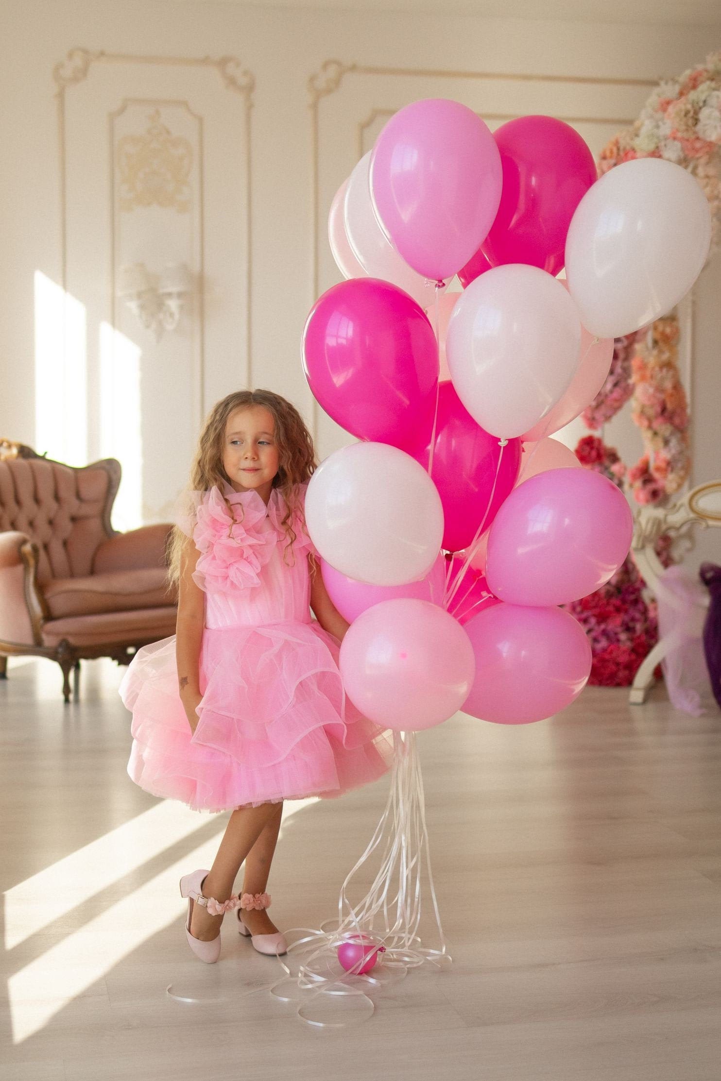 birthday dress for 5 year girl 2024 Hot Pink Little Girls Birthday Dress wer Girl Dresses Communion Gowns Spaghetti Straps Appliqued Beaded Lace Big Bow Rhies Tiered Tulle Gilr Gown