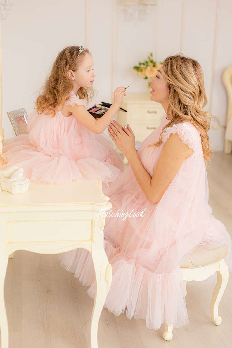 Matching Tulle Dress Tutu Dress Mommy And Me Dress Matching Dresses Blush Pink Dresses Matching Easter Dresses Mom And Daughter Dress