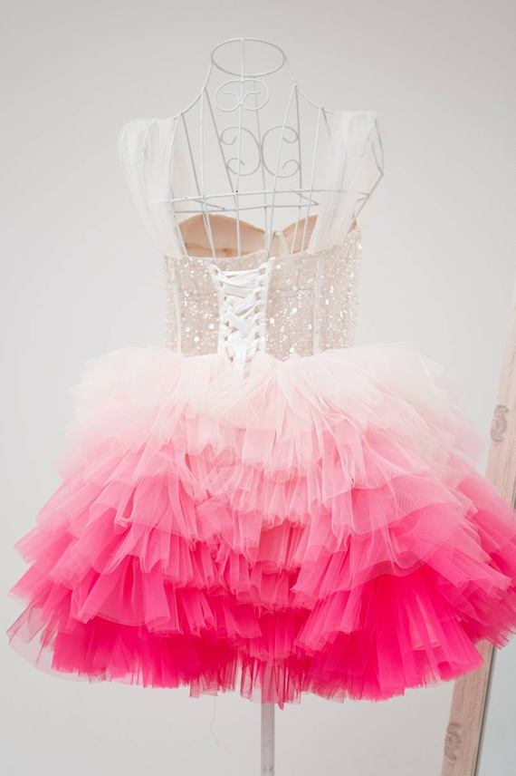 Hot Pink Sparkly Dress Adult Halloween Costume Mini Barby Dress Fairy Tale Photoshoot Dress Glitter Gown Princess Dress Pink Doll Dress