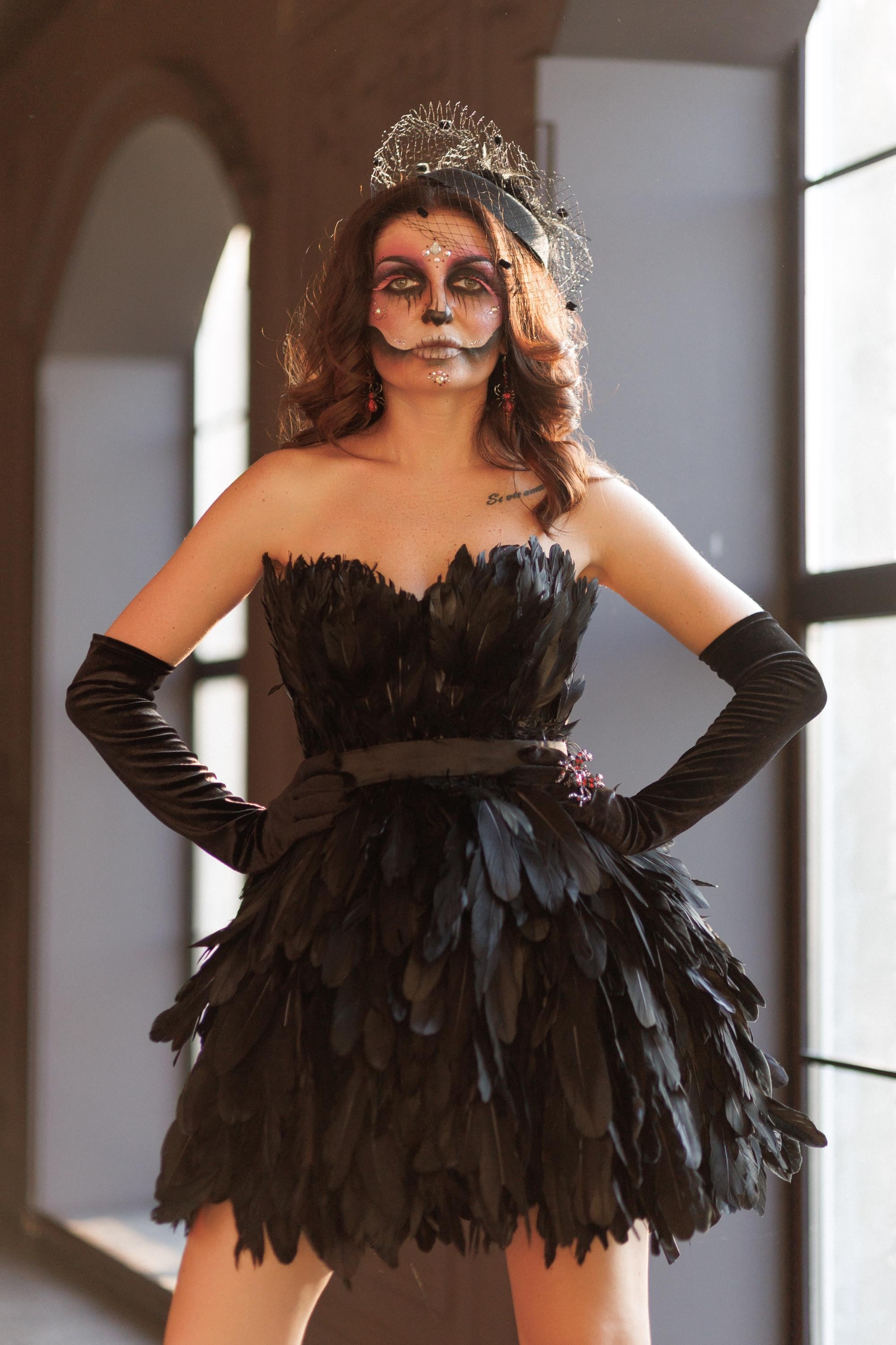 black feather dress AURORA ASYMMETRIC DRAPED BLACK FEATHER DRESS | CULT MIA