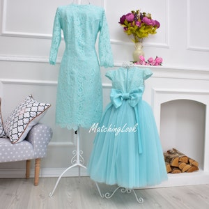 Mint Mommy and Me Dresses, Matching Mother Daughter Dress, Sky Blue Lace Dress, Baby Girl Dress, Photoshoot Dress, Princess Dress, Birthday