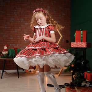 Christmas Tutu Dress, Tartan Dress Toddler, Ruffle Holiday Dress, Red Plaid Girl Dress, Red Tartan Dress, Preppy Dress, Formal Dress