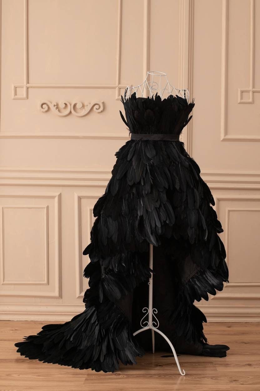 Black Feather Gown Etsy UK